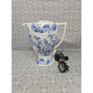 Vintage‎ Blue Onion Electric Coffee Pot Japan WORKS Porcelain Tea HAS FLAWS